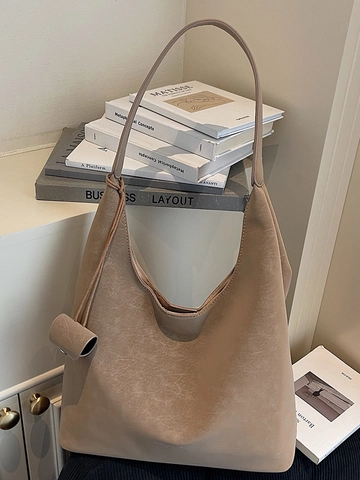 Vintage Große Kapazität Tote Bag Für Damen Retro PU Leder Frosted Textur Schultertasche Mode Pendeln Hobo Handtasche