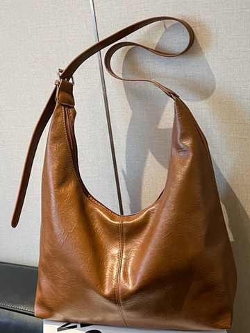 Sac à Bandoulière en Cuir PU de Grande Capacité pour Femmes Sac Tote Hobo Simple Urbain pour Navettage Quotidien Sac à Main Décontracté avec Bandoulière Unique