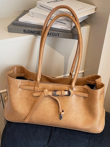 Urban Simple PU Leer Grote Capaciteit Tote Tas Voor Vrouwen Mode Onderarm Schoudertas Magnetische Gesp Woon-werkverkeer Tas