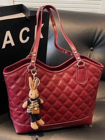 Damen Mode Rautensteppung Tragetasche Große Kapazität Retro PU-Leder Schulterhandtasche Für Den Täglichen Weg Zur Arbeit Büro