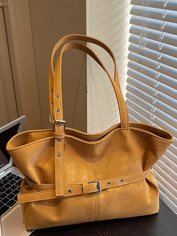 Grand Sac Fourre-Tout en Suède pour Femmes Sac à Épaule Rétro Avec Boucle de Ceinture Réglable Sac à Main Minimaliste