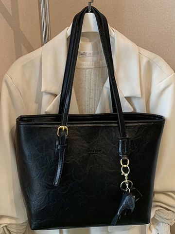Sac Fourre-tout Femme Grande Capacité Vintage en Cuir PU Sac à Épaule Avec Pendentif Éléphant Style Meillard Sac de Travail