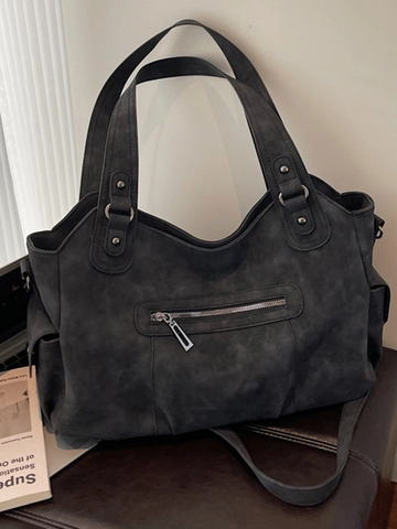 Retro Τσάντα Tote Μεγάλης Χωρητικότητας από Δέρμα PU για Γυναίκες Μόδα Τσάντα Ώμου Μετακίνησης Minimalist Χειρός