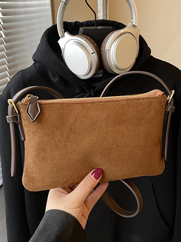 Vintage Wildleder Unterarmtasche Für Damen Matte Retro Schultertasche Mit Holzperlen Quaste Lässige Einfache Tote Commuter Bag