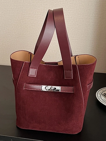 Vintage Beuteltasche Aus Wildlederimitat Für Damen Minimalistische Handtasche Mit Metalldrehverschluss Schulter Umhängetasche Pendeltasche