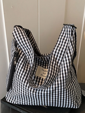 Sac Fourre-tout en Toile à Grande Capacité pour Femmes Décontracté Imprimé Léopard Gingham Sac à Bandoulière Large Quotidien