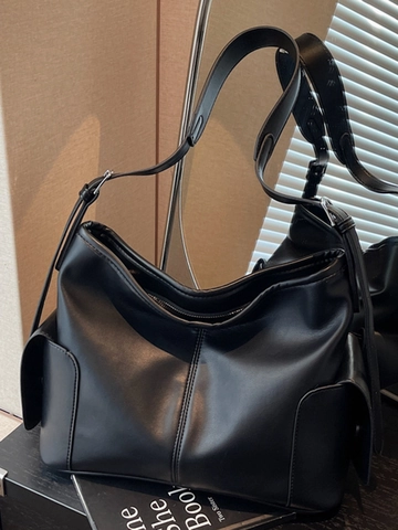Vintage PU Leder Tragetasche Mit Großer Kapazität Für Damen Urbane Schlichte Schultertasche Retro Henkeltasche Für Den Alltag