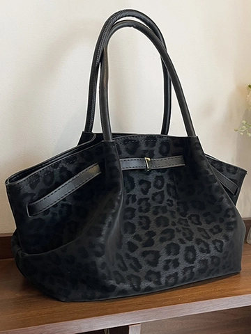 Große Kapazität Leopardenmuster Einkaufstasche Für Damen Retro PU Leder Schultertasche Casual Pendeln Handtasche Mit Metallschnalle