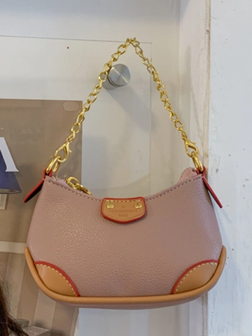 Bolso de Hombro Mini Media Luna para Mujer Cuero PU Leopardo Denim Bolso Bandolera Con Cadena de Oro Bolso Axilar de Moda