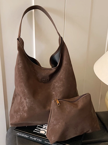 Damen Minimalistische Mattierte PU Leder Schultertasche Große Kapazität Trendige Hobo Tote Handtasche Für Pendler Arbeit