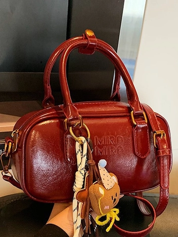 Bolso de Hombro Boston de Cuero de PU para Mujer Bolso Bandolera Retro en Relieve Con Correa Ajustable Bolso Casual Bolso de Viaje Diario