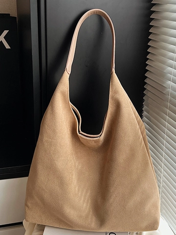 Borsa Tote da Donna in Finta Scamosciata Minimalista Grande Capacità Morbida Borsa a Spalla Hobo Secchiello Maculato per Lavoro Viaggi