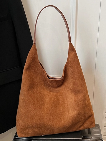 Borsa Tote da Donna in Finta Scamosciata Minimalista Grande Capacità Morbida Borsa a Spalla Hobo Secchiello Maculato per Lavoro Viaggi