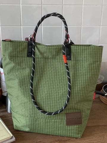 Borsa Tote a Quadri in Stile Coreano di Grande Capacità per Donna Borsa a Tracolla Casual per Pendolarismo Con Manico in Corda Intrecciata