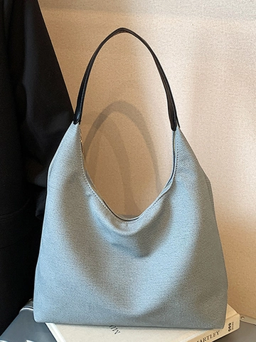 Women Large Capacity PU Leather Hobo Bag Retro Leopard Solid Color Shoulder Tote Bag Daily Commuting Handbag