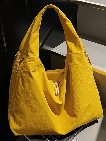 Bolso Tote de Gran Capacidad para Mujer Estilo Coreano Simple Color Sólido Bolso de Hombro de Tela Bolso Hobo Casual para Diario