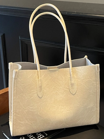 Borsa Tote da Donna Retro in Pelle PU a Pieghe Grande Capacità Semplice Borsa a Tracolla Urbana per Pendolarismo Moda
