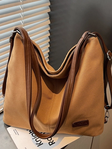 Sac Fourre-tout en Toile Grande Capacité Femmes Sac à Bandoulière Multifonctionnel Minimaliste Urbain Travail Voyage