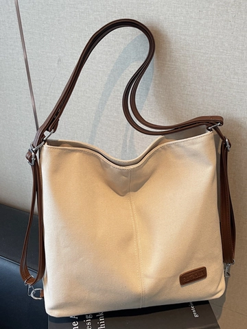 Sac Fourre-tout en Toile Grande Capacité Femmes Sac à Bandoulière Multifonctionnel Minimaliste Urbain Travail Voyage