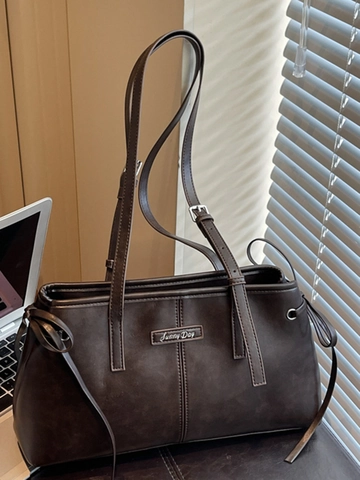 Damen Vintage PU Leder Große Kapazität Tote Bag Leopard Unterarm Schultertasche Pendeln Minimalistische Mode Handtasche