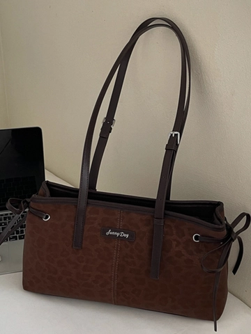 Damen Vintage PU Leder Große Kapazität Tote Bag Leopard Unterarm Schultertasche Pendeln Minimalistische Mode Handtasche
