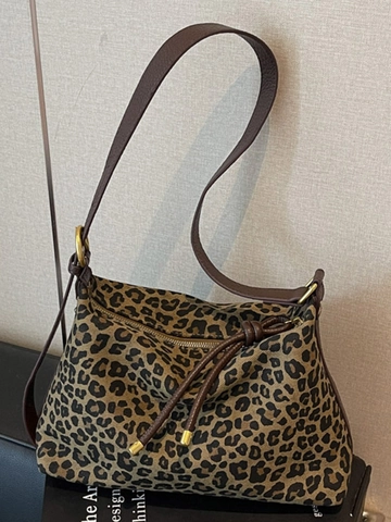 Damen Leopard Muster Tote Bag Große Kapazität Urban Minimalistisch Stoff Schultertasche Mode Lässige Handtasche Alltag