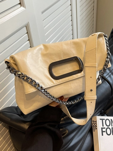 Borsa a Tracolla Donna Grande Capacità in Pelle PU Borsa a Tracolla Fashion Retro Catena Urban Simple Pillow Bag Uso Quotidiano