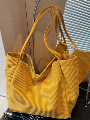 Damen Cord Tragetasche Mit Großer Kapazität Lässige Gestreifte Umhängetasche Minimalistische Herbst Mode Pendler Handtasche