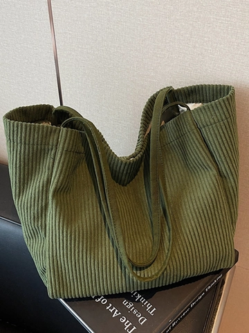 Damen Cord Tragetasche Mit Großer Kapazität Lässige Gestreifte Umhängetasche Minimalistische Herbst Mode Pendler Handtasche