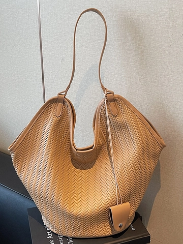 Große Kapazität Gewebte Tote Bag Für Damen Retro Minimalistisch Schultertasche Pendler Hobo Handtasche Mode Gewebte Handtasche