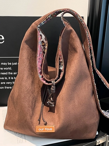 Bolso de Hombro de Tela Patchwork Floral Estilo Étnico Gran Capacidad Estampado de Leopardo Bolso Tote Retro Color de Contraste Mujer