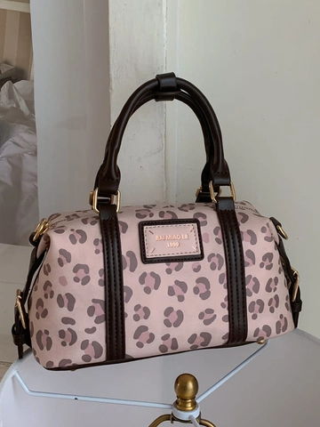 Γυναικεία Μόδα Λεοπάρ Σχέδιο Boston Bag Ρετρό Τσάντα Ώμου από Δέρμα PU Ροζ Τσάντα Χειρός Satchel Crossbody 2025