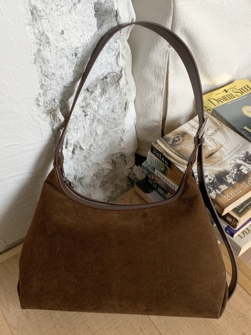 Borsa Sottobraccio in Tessuto Scamosciato Vintage per Donna Borsa a Tracolla Hobo Minimalista in Pelle PU Retrò