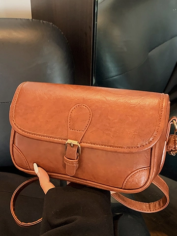 Women Vintage PU Leather Small Square Shoulder Bag Fashion Retro Underarm Crossbody Bag For Office Commute Daily Use