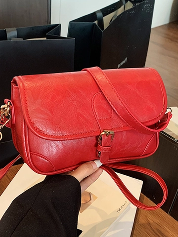 Women Vintage PU Leather Small Square Shoulder Bag Fashion Retro Underarm Crossbody Bag For Office Commute Daily Use
