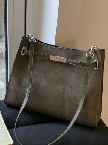 Vintage Matte PU Leren Tote Bag Grote Capaciteit Woon-werk Schoudertas Voor Dames Retro Minimalistische Okseltas Met Metalen Gesp