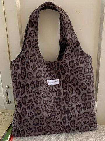 Borsa Tote da Donna con Stampa Leopardata in Similpelle Scamosciata Grande Capacità Borsa a Spalla Vintage Retrò per Viaggi Quotidiani