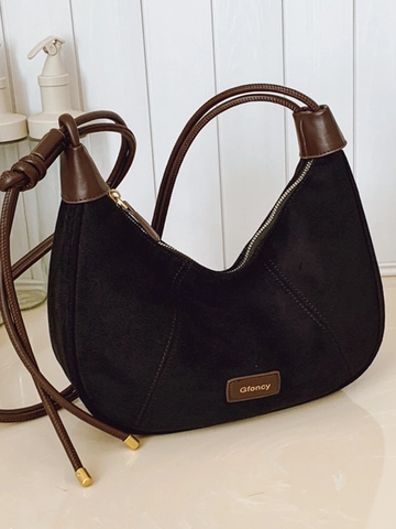 Borsa a Spalla Hobo in Pelle PU Vintage Francese per Donna Borsa Dumpling Minimalista Urbana Con Ciondolo Borsa a Tracolla Quotidiana