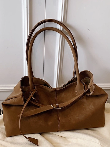 Damen Vintage Große Kapazität PU Leder Tote Bag Mode Steppnaht Umhängetasche Achselhöhle Tasche Pendeln Top Griff Tasche