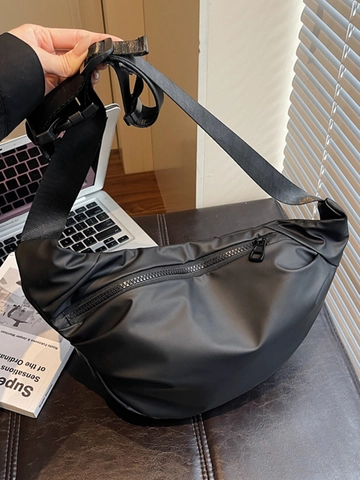 Women Minimalist Nylon Crossbody Bag Fashion Solid Color Dumpling Shape Shoulder Bag Casual Waterproof Chest Bag Large Capacity