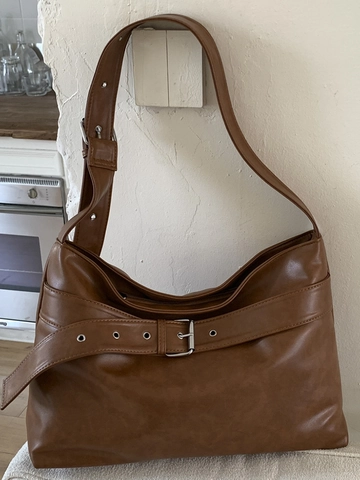 Borsa a Spalla da Donna in Pelle PU di Grande Capacità Borsa Hobo Minimalista Retro Con Tracolla Regolabile a Fibbia per Tutti i Giorni