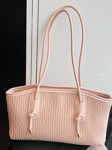 Bolso Tote de Mujer de Gran Capacidad de Cuero PU Plisado Bolso de Hombro con Relieve de Ondas de Moda Bolso de Axila Informal