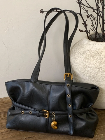 Sac Sous le Bras Minimaliste pour Femmes Rétro en Cuir PU Fourre-tout Sac à Épaule Avec Boucle de Ceinture Grande Capacité