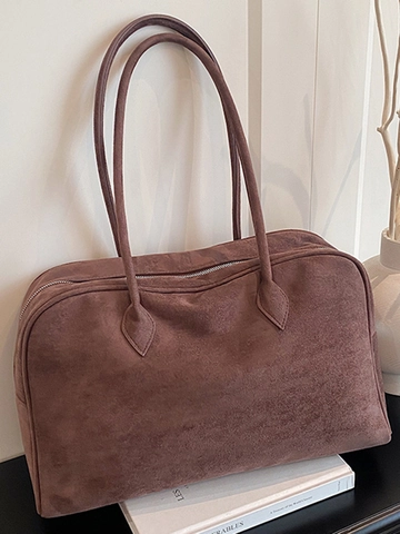 Bolso Tote de Cuero PU para Mujer Gran Capacidad Minimalista Textura de Gamuza Bolso de Hombro Para Viaje Diario Oficina Bowling