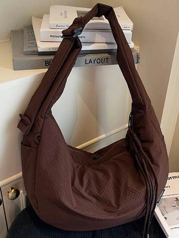 Bolso Hobo de Gran Capacidad para Mujer Color Sólido Textura de Gofre Bandolera Bolso de Hombro Casual Conmutar Bolso de Mano Versátil