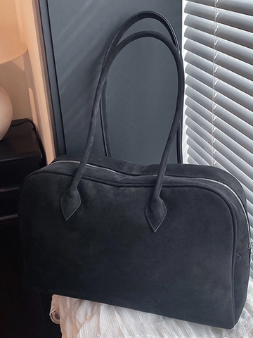 Bolso Tote de Cuero PU para Mujer Gran Capacidad Minimalista Textura de Gamuza Bolso de Hombro Para Viaje Diario Oficina Bowling