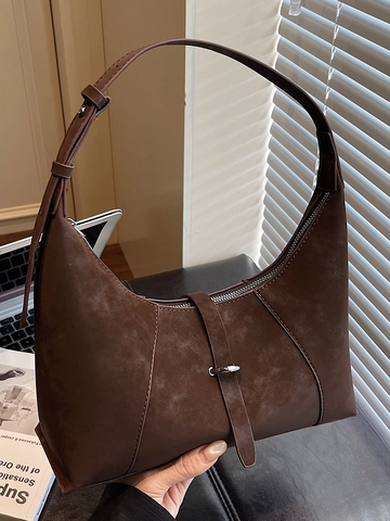 Sac Sous le Bras en Cuir PU Mat Rétro Femme Sac Hobo Grande Capacité Sac à Épaule Décontracté Mode Vintage