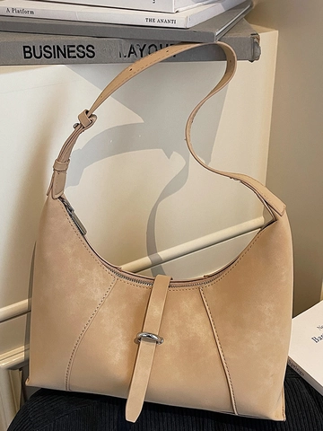 Sac Sous le Bras en Cuir PU Mat Rétro Femme Sac Hobo Grande Capacité Sac à Épaule Décontracté Mode Vintage