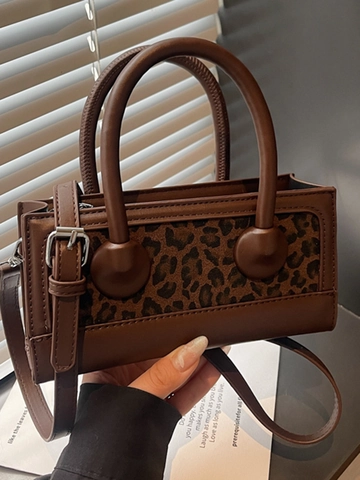 Vintage Luipaardprint Kleine Vierkante Tas Voor Dames PU Leer Patchwork Schoudertas Stijlvolle Crossbody Handtas Dagelijks Portemonnee