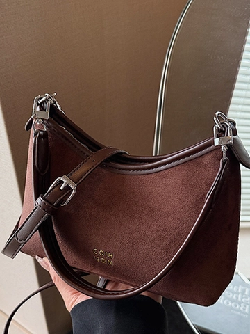Borsa a Spalla in Camoscio da Donna Borsa Hobo a Mezzaluna Borsa Tote Minimalista Retrò Per Pendolarismo Quotidiano Grande Capacità